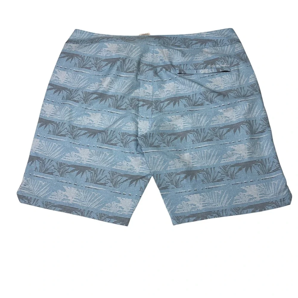 TravisMathew Mens Blue Palm Stripe‎ Board Shorts Swim Trunks 1MW427 Size 36X9